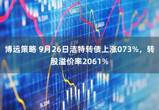博远策略 9月26日洁特转债上涨073%，转股溢价率2061%