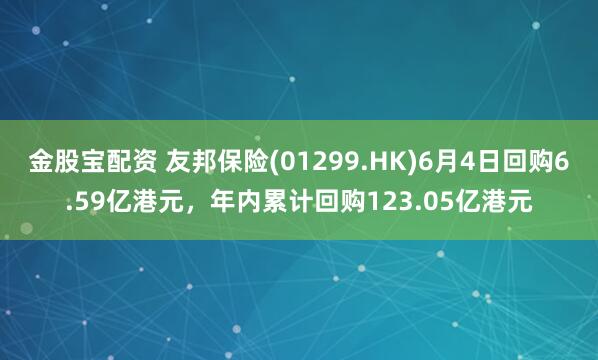 金股宝配资 友邦保险(01299.HK)6月4日回购6.59亿港元，年内累计回购123.05亿港元